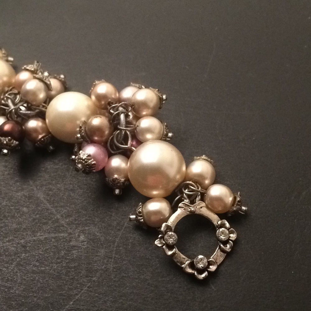 Vintage silver,bracelet with pearl - Picture 3 of 4